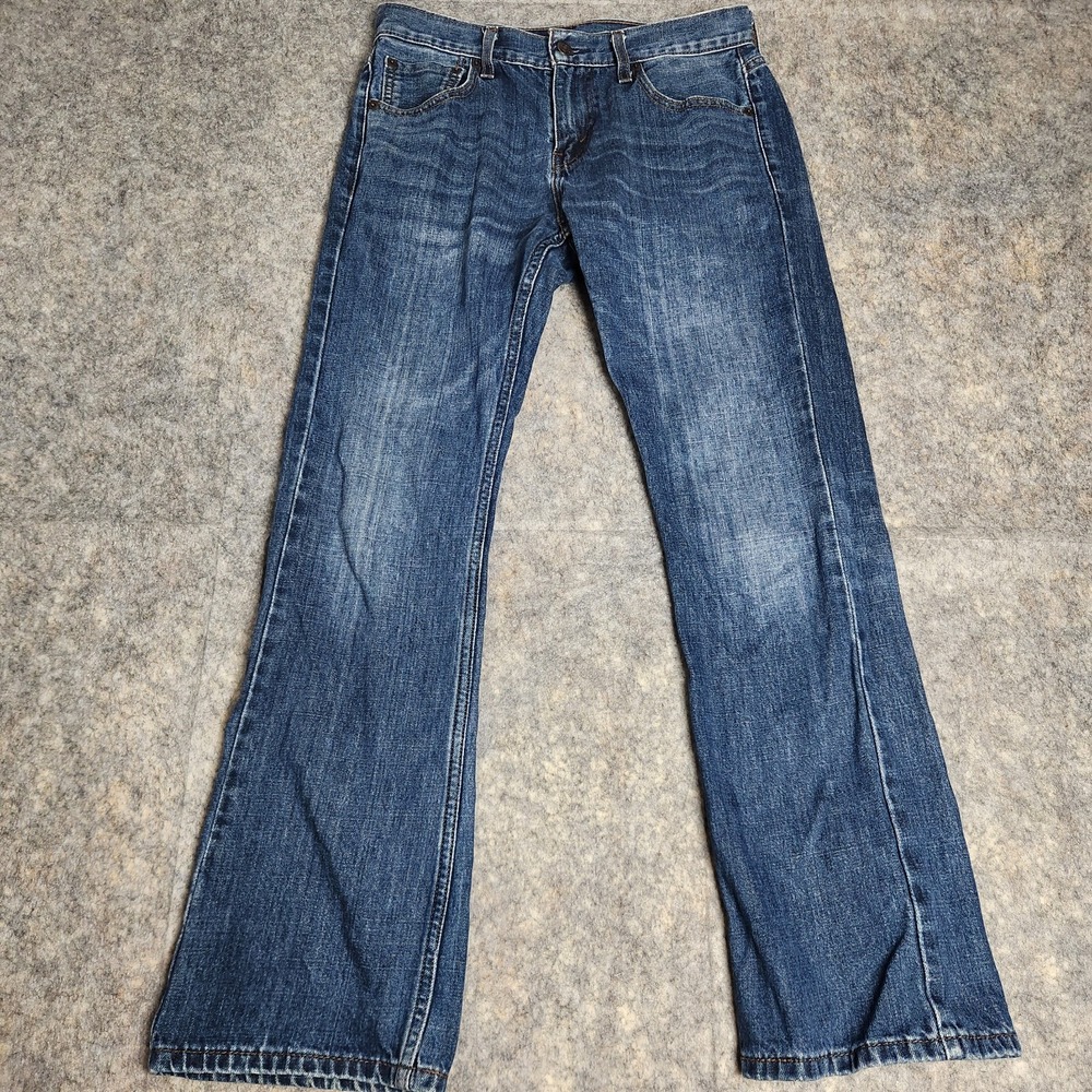 Levis 527 Boot Cut Jeans Men 30x30 Blue Dark Wash Denim Faded Whiskers Utility